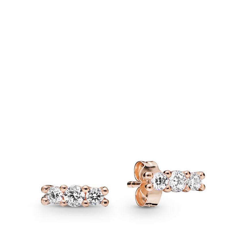 Pandora Rose™ Sparkling Elegance Stud Earrings - Pandora Rose/Cubic Zirconia - Canada | IG8718KV